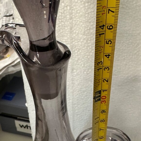 VTG Hand Blown Crystal Decanter 6 Glasses MCM 60’s Smoky Lavender Gold Hungary - Picture 9 of 12